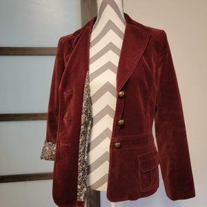 Deep red velvet jacket, size 8